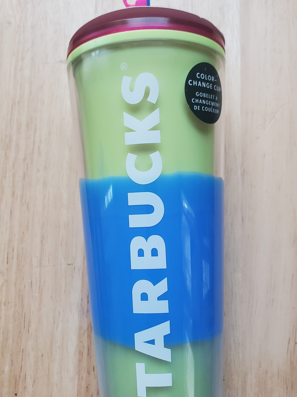 Starbucks Color-Change Tumbler — Lime Green, Blue & Magenta Lid